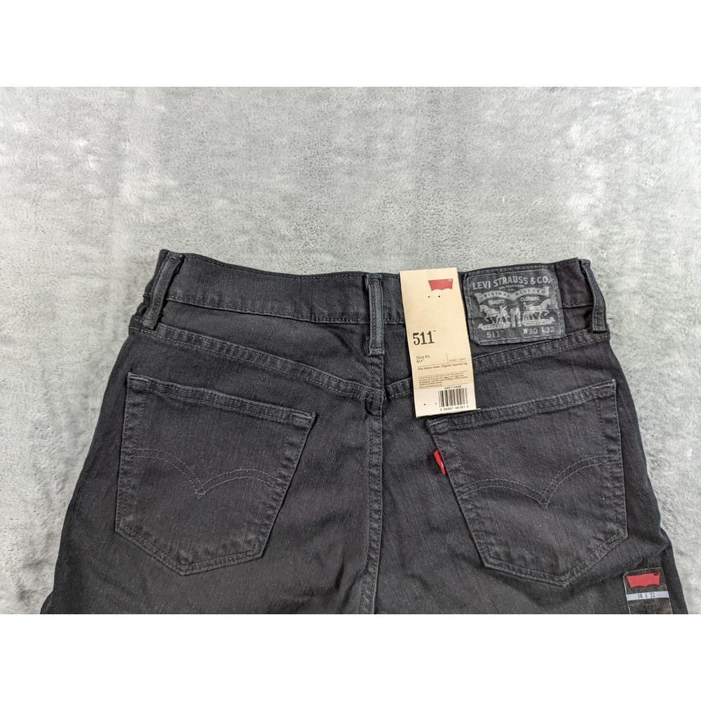Levis 511 Jeans Mens 30x32 Black Slim Fit Tapered Stretch Denim Casual - Picture 8 of 9
